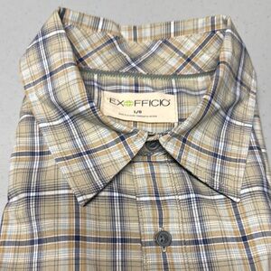 ExOfficio Men's Plaid Shirt - Tan and Blue